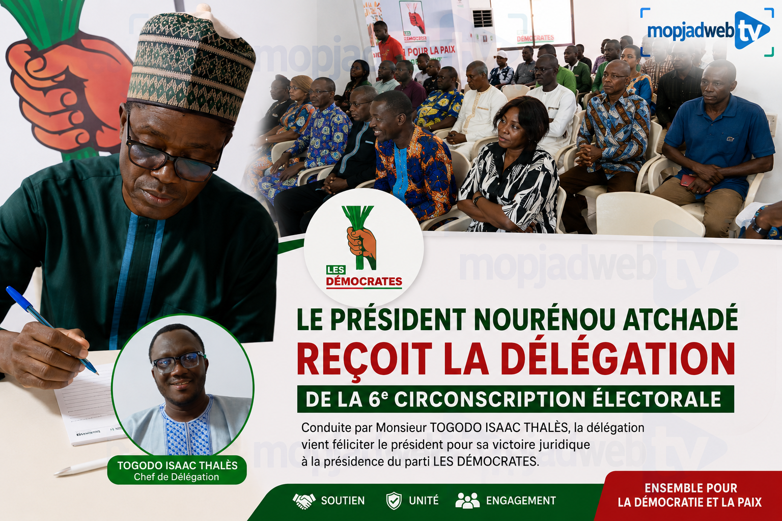 Politique : Le président Nourénou Atchadé reçoit une délégation de la 6ᵉ circonscription électorale