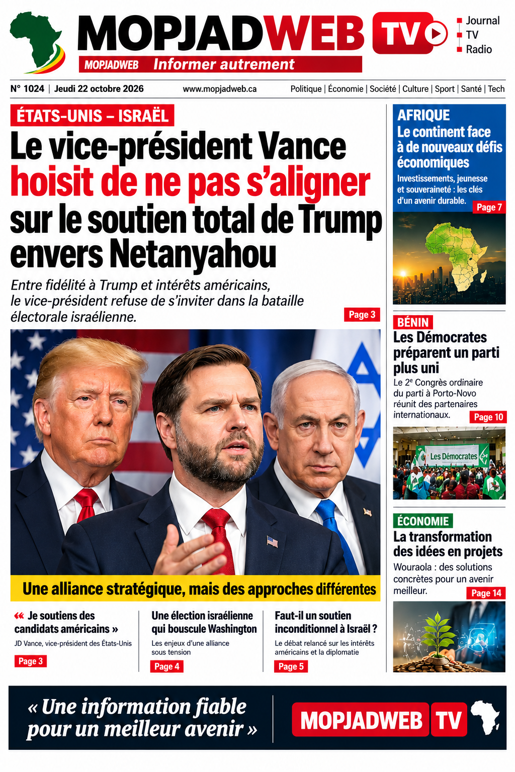 ÉTATS-UNIS – ISRAËL : JD VANCE PREND SES DISTANCES AVEC LE SOUTIEN TOTAL DE TRUMP À NETANYAHOU